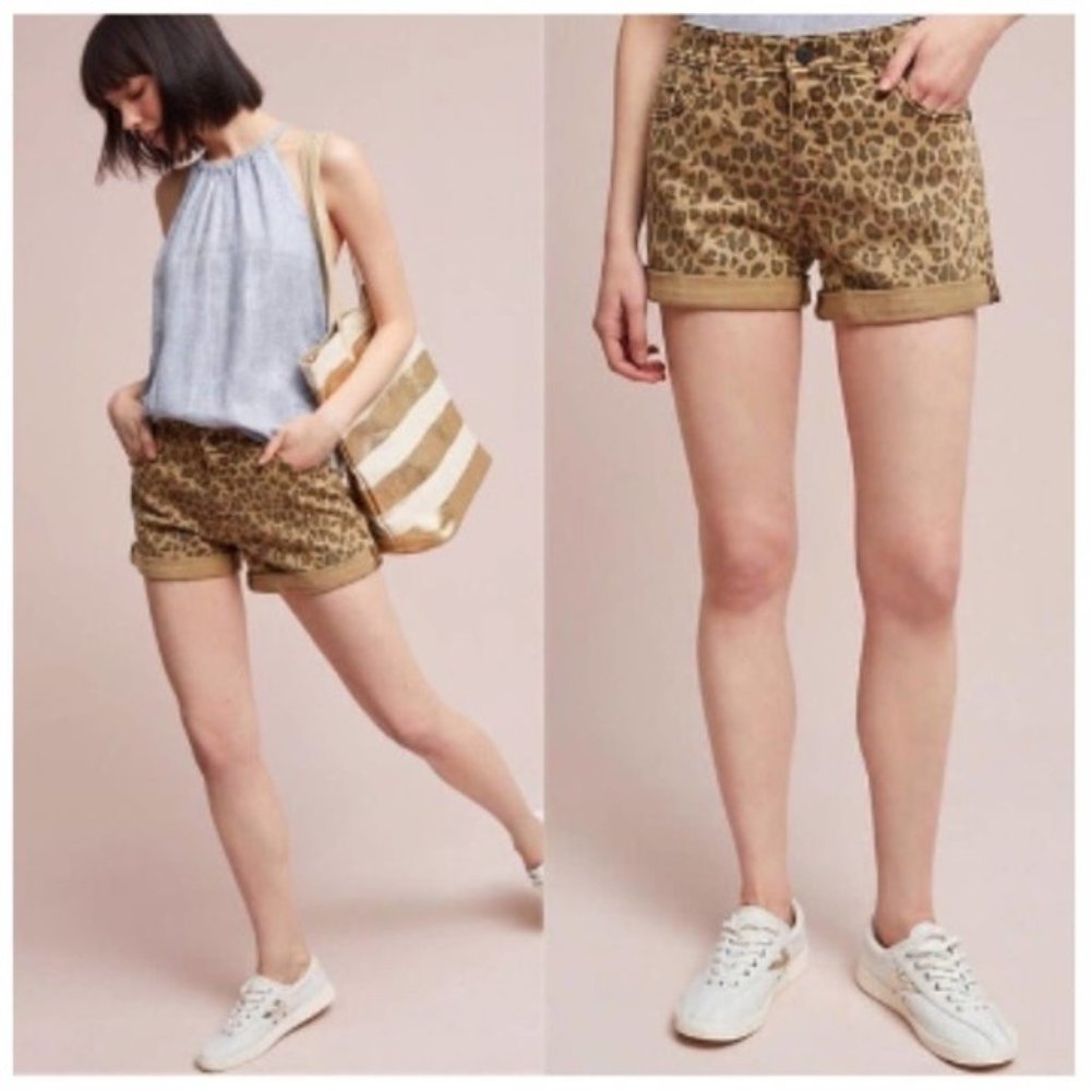 Anthropologie pilcro hyphen animal print shorts size 30